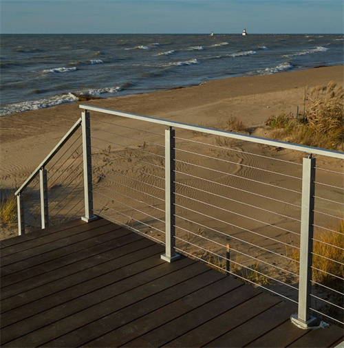 Square stainless steel wire deck railing handrail for stairs and deck