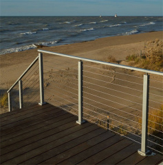 Square stainless steel wire deck railing handrail for stairs and deck