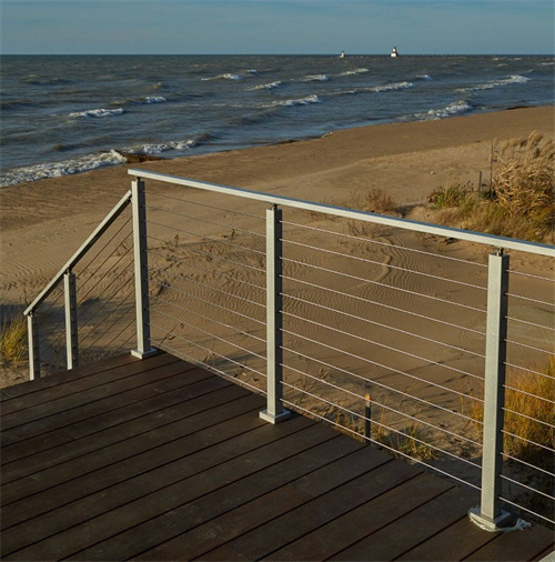 Square stainless steel wire deck railing handrail for stairs and deck