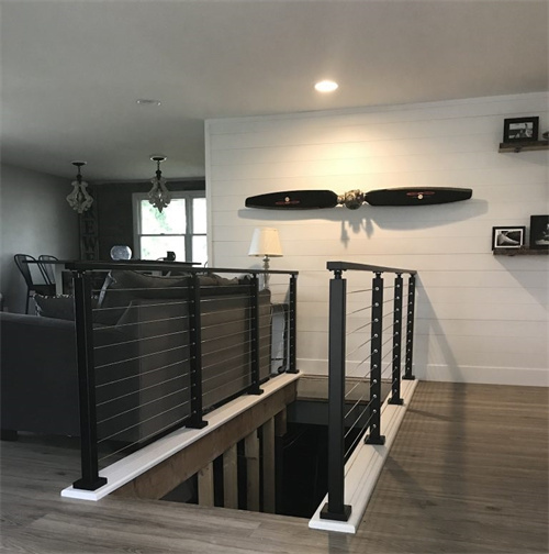 Black powder coating cable railing system modern design balustrade