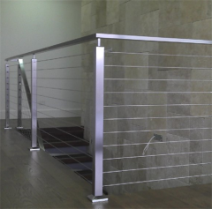 Square stainless steel wire deck railing handrail for stairs and deck