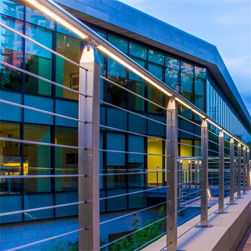 Outdoor stainless steel cable railing balustrade with led light