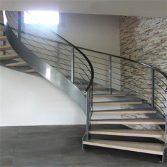 Customized curved stairs with natural marble tread staircase design for villa