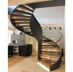 Luxury interior wood stairs indoor curved stairs