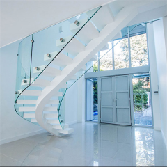 Mono Center Stringer Curved Staircase Modern Wood Staircase Arc Stairs