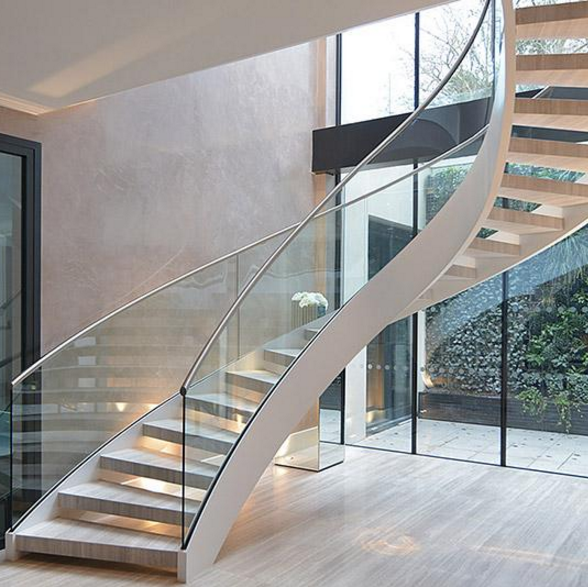 Luxury interior wood stairs indoor curved stairs