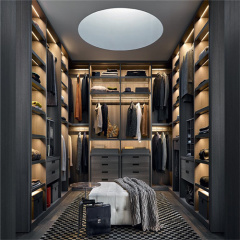 Modern U shape master walk-in closet system with led light