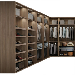 L shape modern wood walk in closet system design