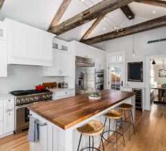 American shaker white solid wood modern kitchen cabinets with island