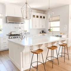 American shaker white solid wood modern kitchen cabinets with island