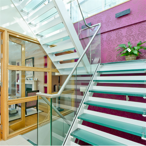 Prefabricated modern luxury indoor glass stairs