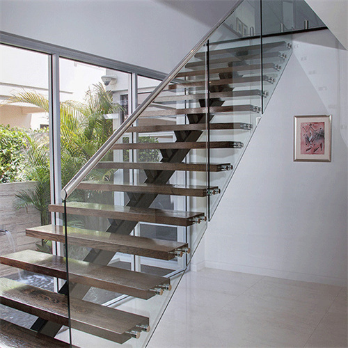 Flight Mono Stringer Fabricated Staircase Modern Indoor Timber Tread Stairs