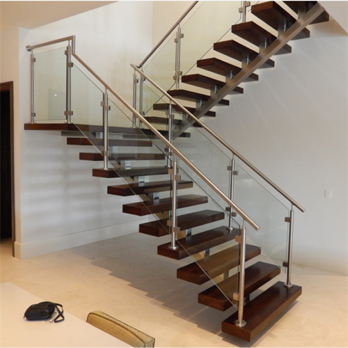 Indoor stairs glass railing designs metal staircase cost