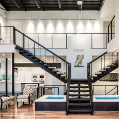 Prefabricated modern luxury indoor metal stairs mono stringer straight staircase design