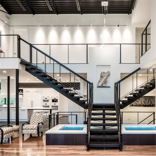 Prefabricated modern luxury indoor metal stairs mono stringer straight staircase design