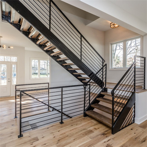 Interior White Oak Wood Solid Wood Double Side Plate Stringer Stairs