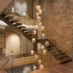 Luxury single beam L shape straight floating stairs single stringer modern mono stringer stair kit