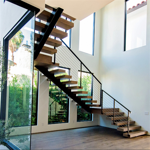 Duplex Villa Straight Oak Wood Treads Stairs