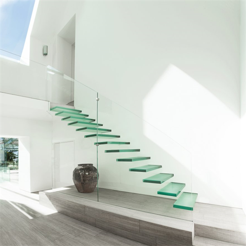 High quality floating staircase glass stair tread glass stairs design