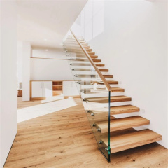 Fancy indoor wooden staircase build floating staircase