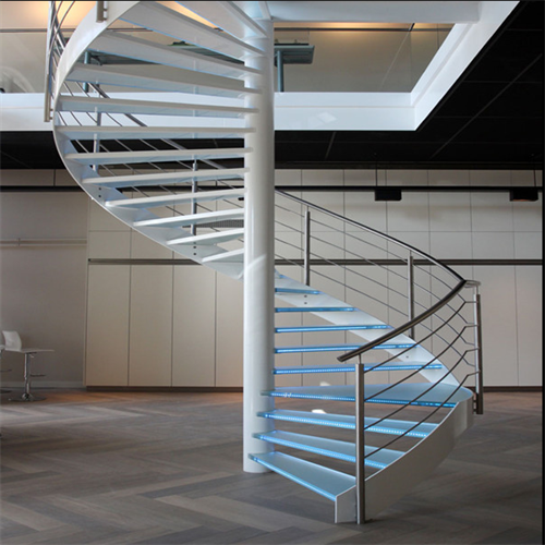 Simple design glass step spiral staircase Modern indoor helical stairs