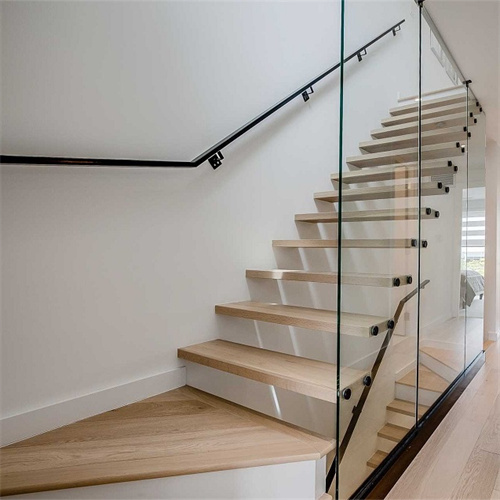 Modern Residential Timber Interior Floating Stairs For Villa