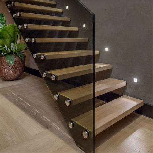 Customized Wooden Staircase Floating Straight Stairs Interior Staircase Designs