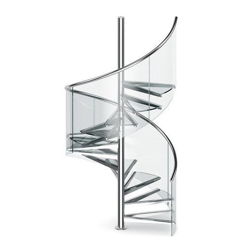 Stainless steel glass spiral stairs with glass railing