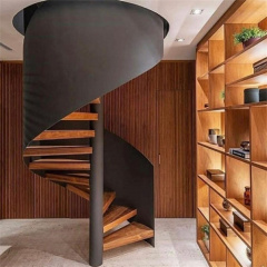 Decorative metal staircase steel spiral staircase with wood step