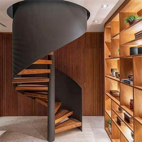 Decorative metal staircase steel spiral staircase with wood step