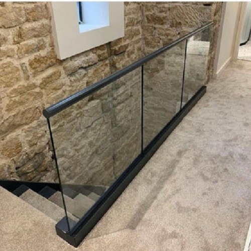 Modern Aluminum U channel glass railing system for residential project
