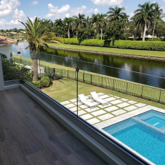 Outdoor U Channel Frameless Glass Balustrade Balcony Aluminum Base Shoe Railing System