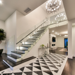Modern Stair Glass Railing Standoff Frameless Glass Railing