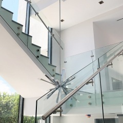 Modern Stair Glass Railing Standoff Frameless Glass Railing