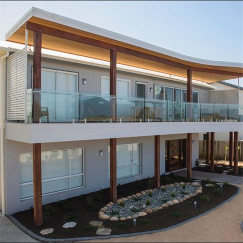Balcony glass railing spigots glass railing with side mounted handrail