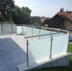 Frosted glass railing balcony privacy screen stainless steel glass railing