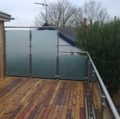 Frosted glass railing balcony privacy screen stainless steel glass railing