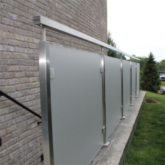 Frosted glass railing balcony privacy screen stainless steel glass railing
