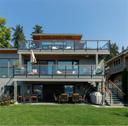 Deck glass railing with wood handrail glasss balustrade design