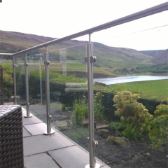 Round post glass railing stainless steel post railing balcony glass railing