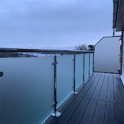 Frosted glass railing balcony privacy screen stainless steel glass railing