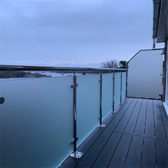 Frosted glass railing balcony privacy screen stainless steel glass railing