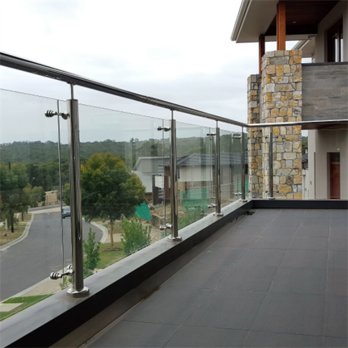 Polished finish stainless steel glass railing for exterior glass balcony balustrade