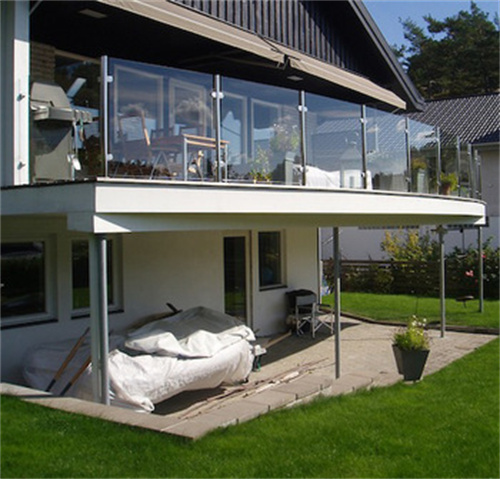 Grey tinted glass railing for outdoor balcony railing designs glass balustrade