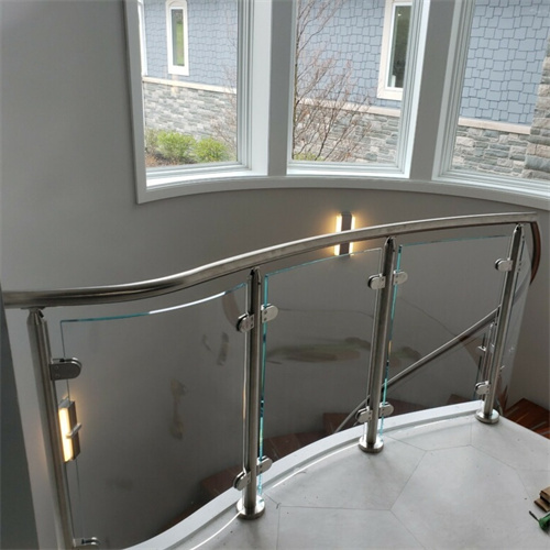 Curved glass railing stainless steel post railing indoor glass railing