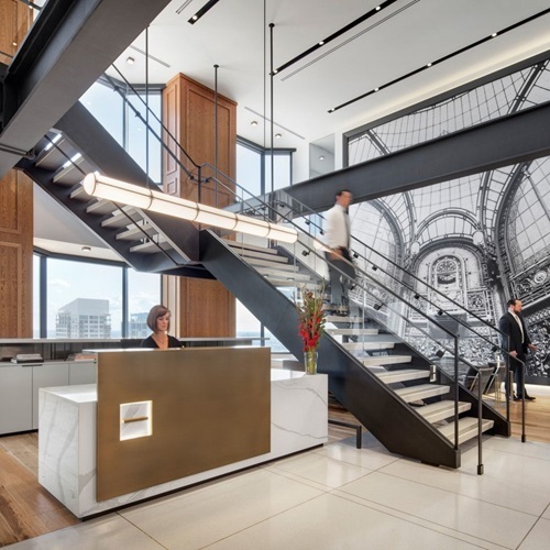 Easy Installation Fabricated Steel Structure Staircase Commercial Indoor Wooden Staircase