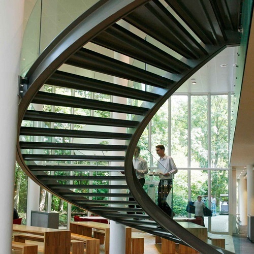 Modern curved staircase office steel stairs lobby stairs