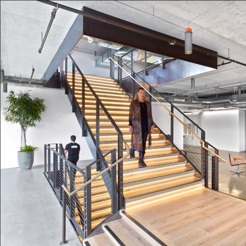 Closed tread staircase led light stairs glass railing stair for office