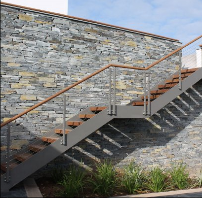 Hardwood stairs tread outdoor staircase steel wood stairs