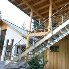 Metal open tread stairs with s.s railing for exterior